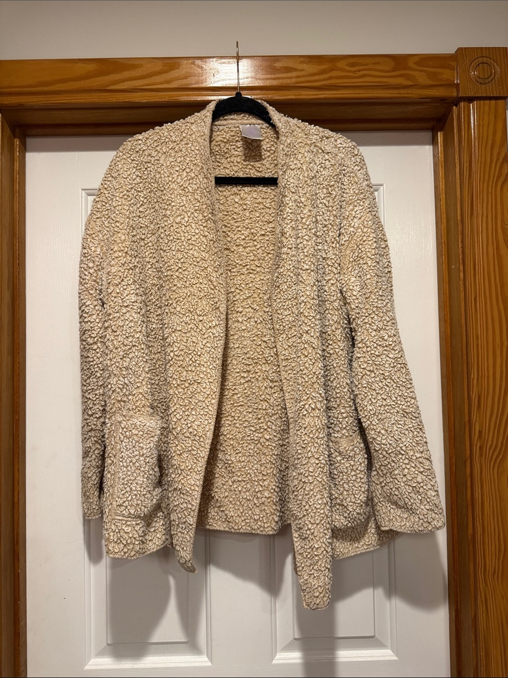 Secret Treasures Cream Teddy Sherpa Open-Front Coatigan